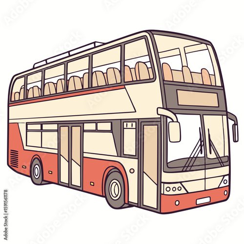 Red cream double decker bus passenger transport red bus cream bus