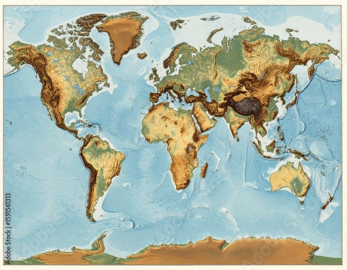 World map with shaded relief (1)