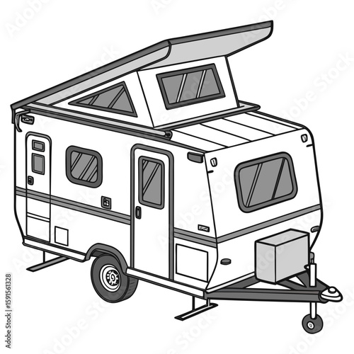White pop up camper with grey accents and windows trailer
