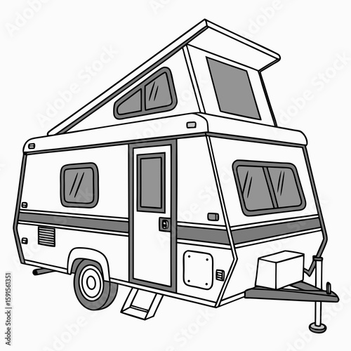 White pop up camper with grey accents and windows trailer