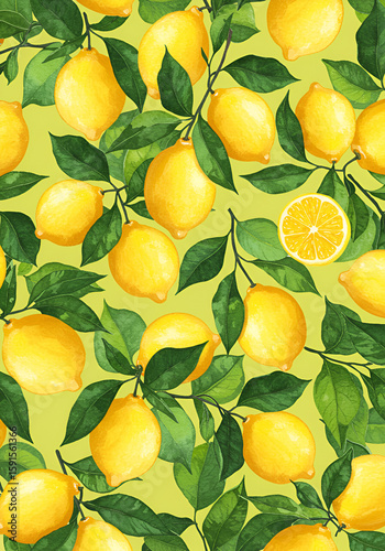Seamless pattern of vibrant yellow lemons, fresh and cheerful design