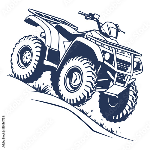 Rugged All Terrain Vehicle Ascending Hill quad bike off road