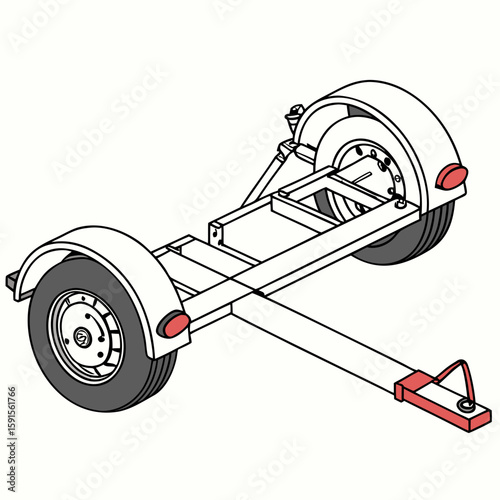 White towing dolly with red accents trailer vehicle