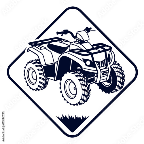 Rugged all terrain vehicle quad bike off road vector