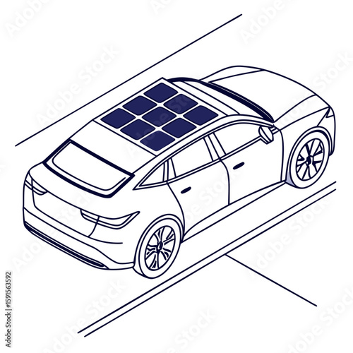Sleek electric sedan with solar panels on roof electric car solar roof