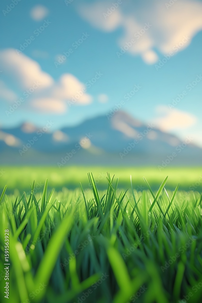 Fototapeta premium Hyperrealistic background with vibrant green grass