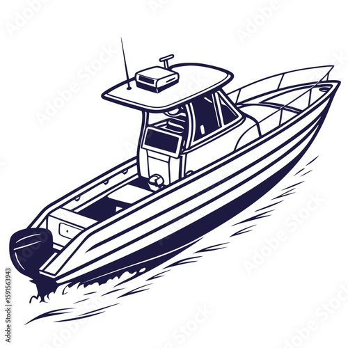 Sleek motorboat illustration on white background watercraft nautical vector