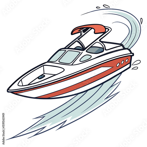 Sleek motorboat speeding through blue waves watercraft fast
