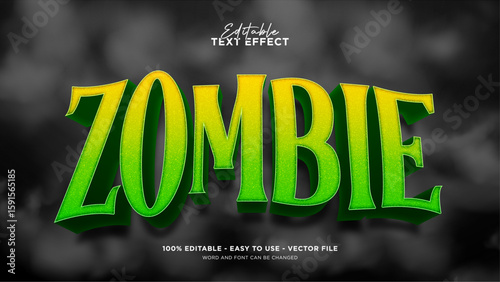 Editable zombie 3d text effect, Halloween text effect template