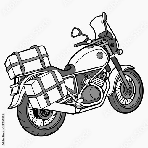 Touring motorcycle with luggage and windshield saddlebags