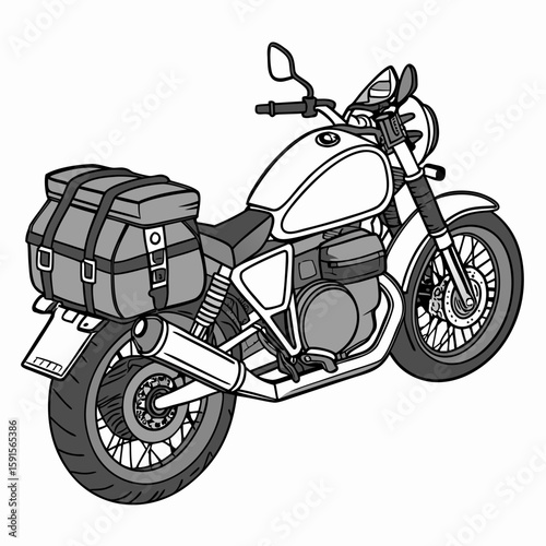 Touring motorcycle with saddlebags and chrome accents luggage