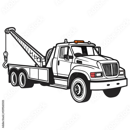 Tow truck with crane and hook vehicle transportation