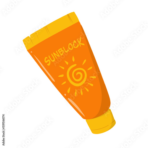 Cartoon Illustration of Sunscreen Tube