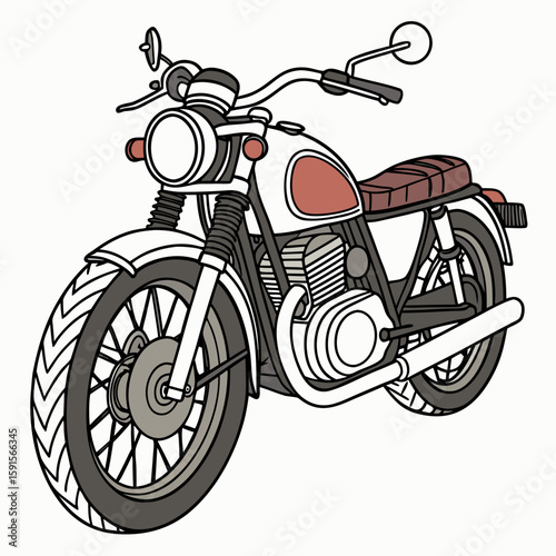 Vintage motorcycle with large round headlight retro transport vehicle