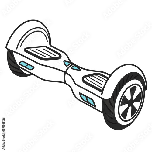 White electric scooter with blue accents hoverboard personal transporter