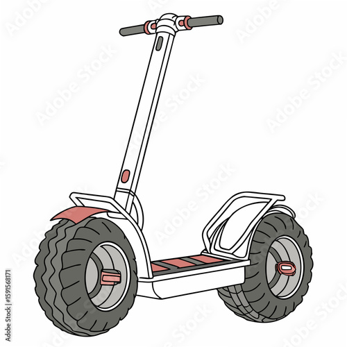 White electric scooter with large rugged wheels personal transport urban mobility