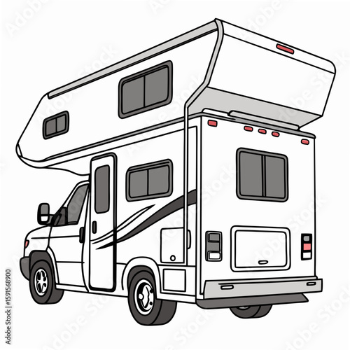 White motorhome with extended sleeping area camper travel