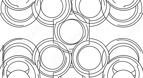 Hypnotic Concentric Circles Interlocking Rings Adult Stress Relief Coloring Book Page