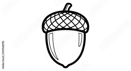 Charming Cozy Acorn Outline Fall Season Relaxing Adult Coloring Page Design