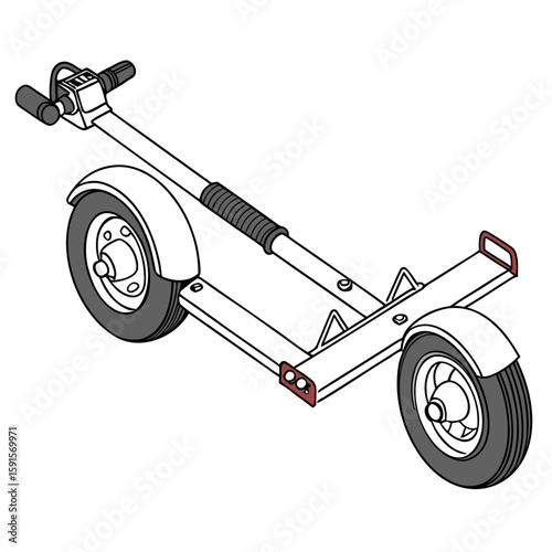 White towing dolly with grey wheels and black grips trailer vehicle