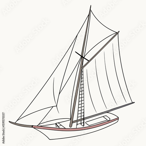 Wooden sailing vessel with white sails and mast sailboat sailing boat
