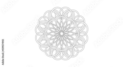 Radial Mandala Abstract Petal Loops Adult Coloring Page Focused Meditation Art