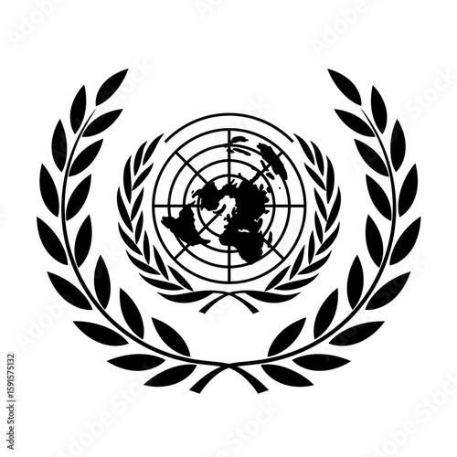 Vector art of united nations logo isolated on white background represents global collaboration