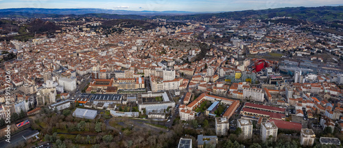 Fototapeta Naklejka Na Ścianę i Meble -  Aerial view around the old town of the city Orange in France on a sunny day in early spring.