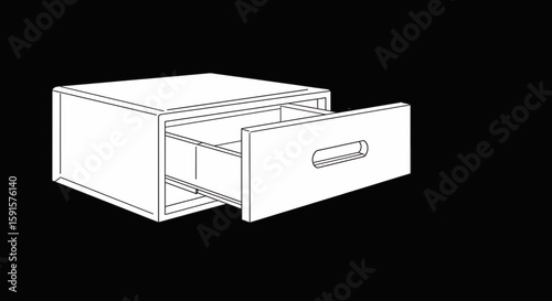 Open filing cabinet with drawer, office storage furniture