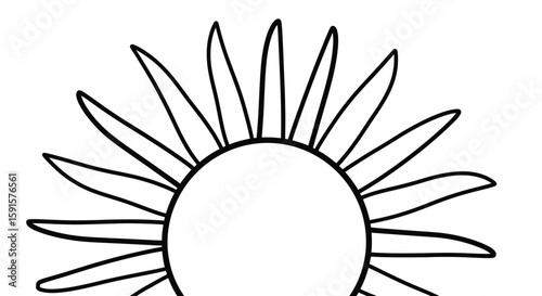 Radiant Summer Sun with Rays Calm Adult Coloring Page Golden Warmth Art