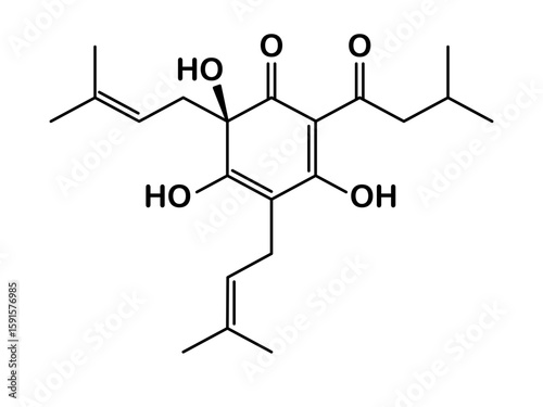 Chemical structure of humulone compound.