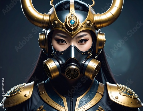 Close-up of a woman in futuristic armor