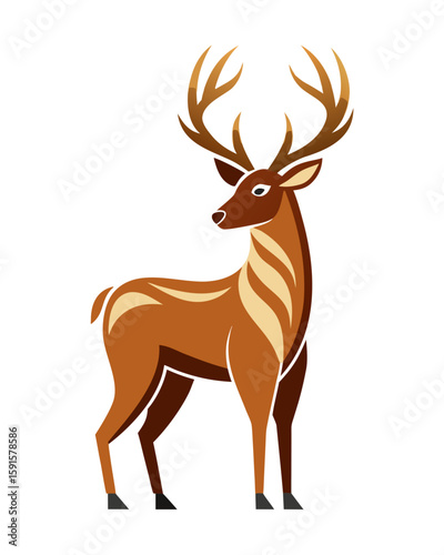 Graceful deer graphic with elegant antlers creates a natural, wildlife-themed design, perfect for seasonal graphics and animal conservation initiatives.