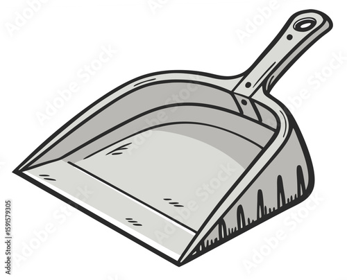 Dustpan with handle in grey and simple design for cleaning tasks  