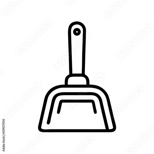 Dustpan with handle in minimalist line art style  