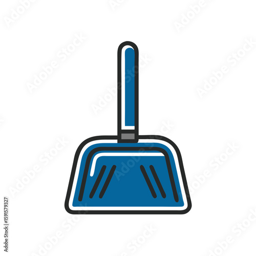 Blue dustpan with handle for cleaning and household use  