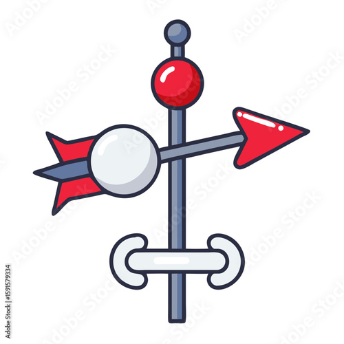 Weather vane icon with red accents in modern flat design  
