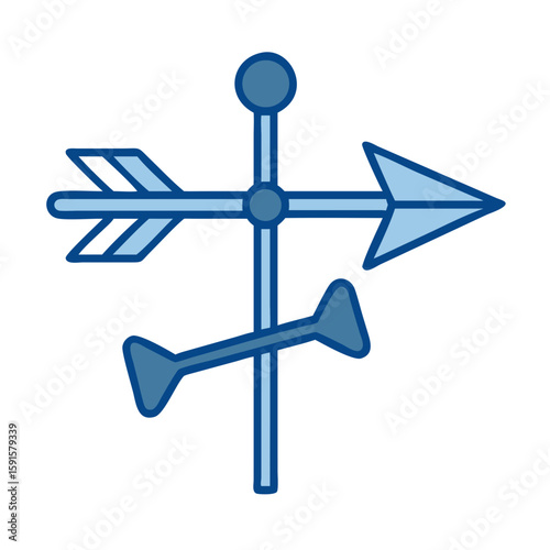 Weather vane icon in blue and simple vector design  