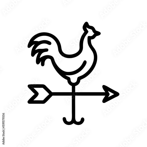 Weather vane with rooster illustration in minimalist style  