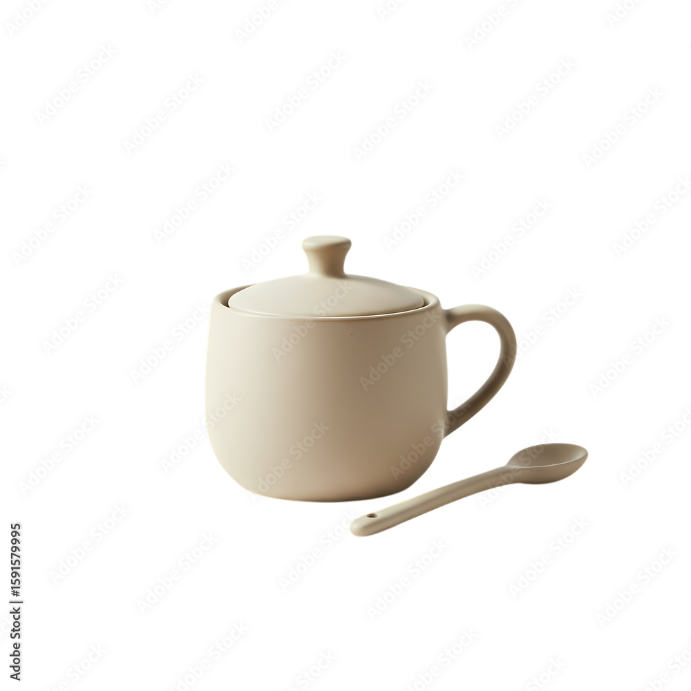Cream Ceramic Mug with Lid and Spoon: Perfect for Tea, Coffee, or Dessert Cream Ceramic Mug with Lid and Spoon: Perfect for Tea, Coffee, or Dessert