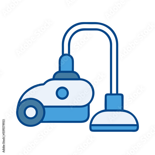 Icon of a vacuum cleaner in blue and white color scheme  