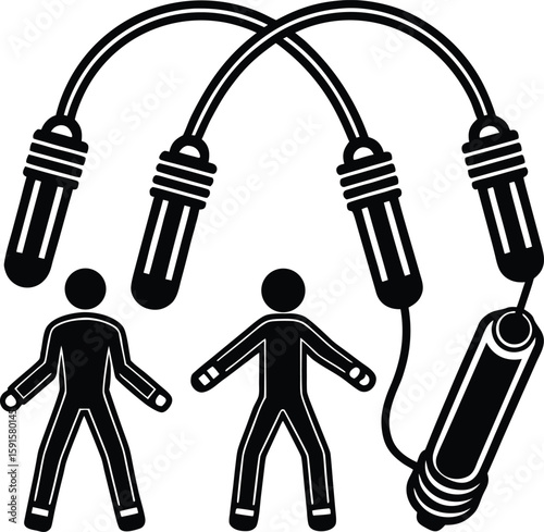 Man and woman vector illustration with headphones for music and audio technology, audio equipment, music technology