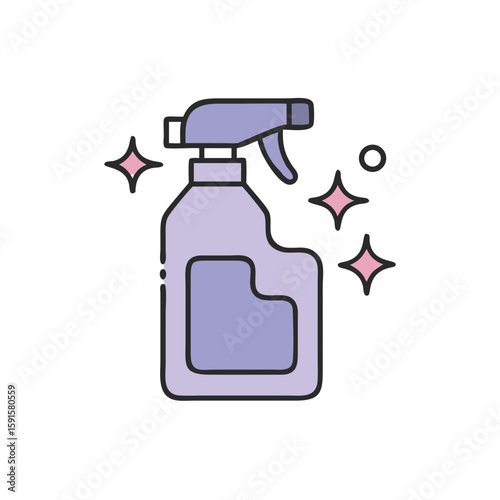 Cleaning spray bottle with sparkle in pastel colors  