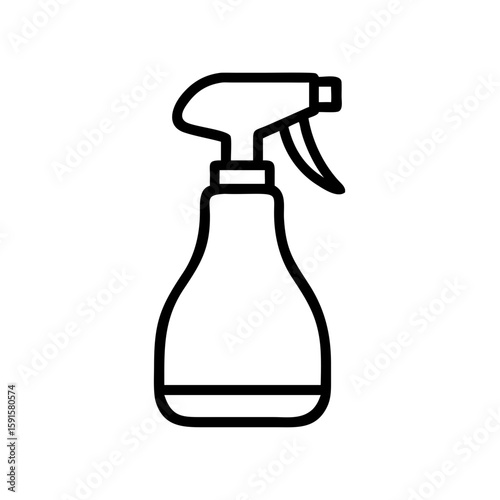 Cleaning spray bottle in minimalistic line art style  