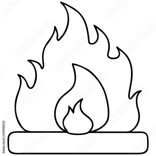 Cozy fireplace with flickering flames silhouette design for decorative usage