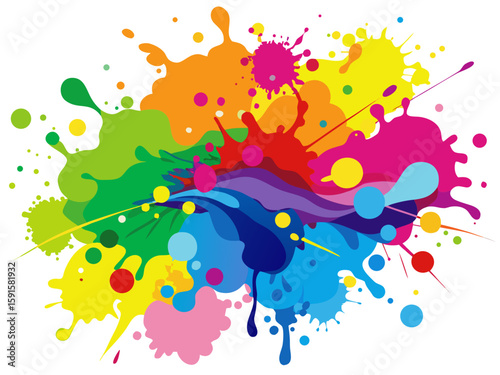 Colorful splashes of paint. Vector illustration for your design,Colorful paint splashes isolated on white background, vector illustration.