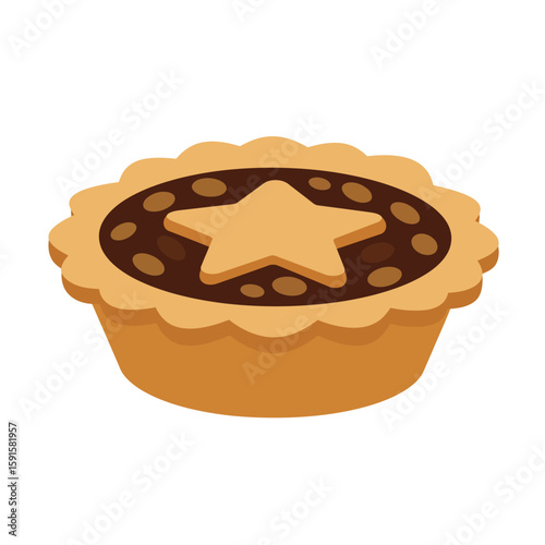 A delicious mince pie, featuring a golden crust and a star-shaped topping.