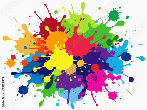 Colorful splashes of paint. Vector illustration for your design,Colorful paint splashes isolated on white background, vector illustration.