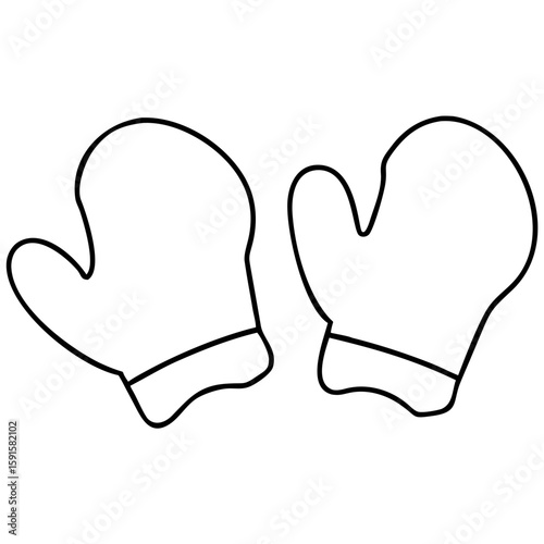 Black silhouette design of warm mittens displaying winter season comfort and protection