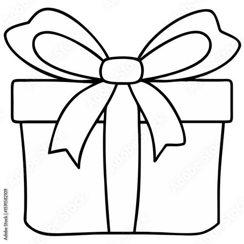 Simple outline gift box with bow ready for presents and celebrations